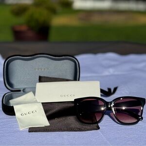Gucci Sunglasses Black Red Luxury Eyewear Made In Italy Frame Designer